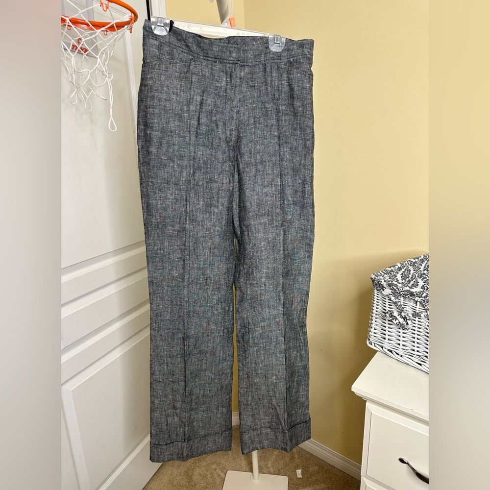 New with tag Mantles charcoal grey 100% linen pants size 12 wide legged cuff